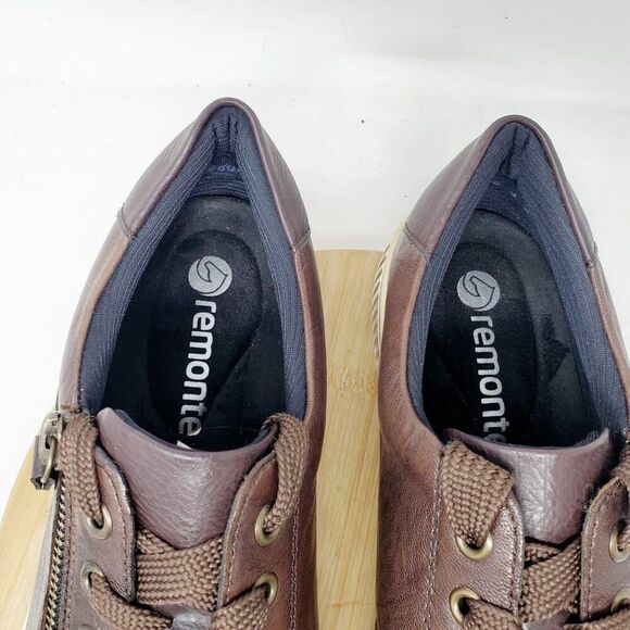 Remonte Shoes Womens 41 Maditta Brown Leather Zip Oxford Comfort Sneaker - Picture 5 of 12
